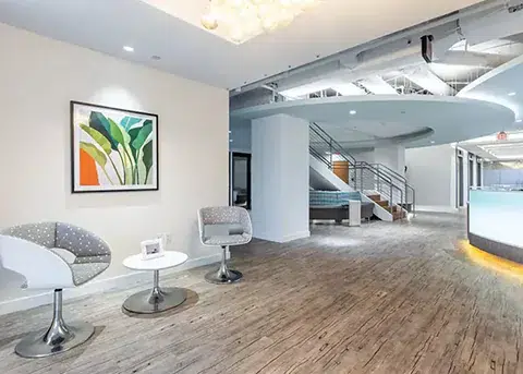 A reception area in a modern office Rental office space In Tysons | 1765 Greensboro Station Place, 9th Floor, McLean VA 22102